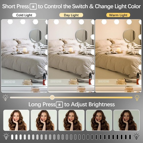 Bluetooth Hollywood Spiegel Beleuchtung Schminkspiegel mit 20LED Kosmetikspiegel - Bild 4 von 9
