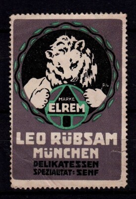 423596/advertising stamp   Leo Rübsam Munich delicacies specialties mustard