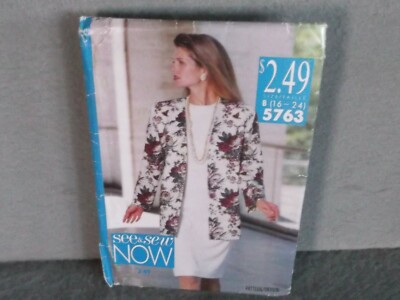 SEE & SEW BUTTERICK PATTERN 5763 UNCUT 1990s Miss Size 16 - 24 DRESS JACKET 