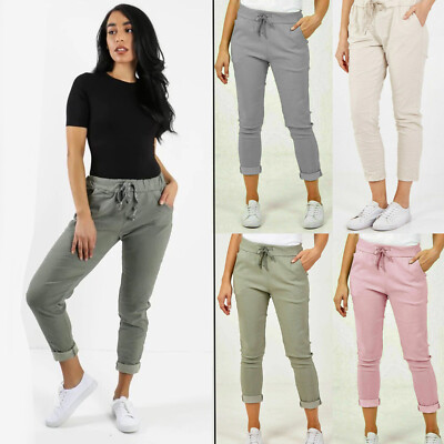 Italienische Stretch-Jogginghose schlicht magisch bequem Lagenlook für Damen
