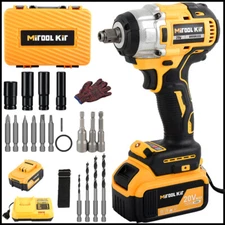 Cordless Electric Impact Wrench Gun 1/2'' High Power Driver W/ Li-ion Battery