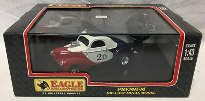 Universal Hobbies 1:43: 1941 Willys Coupe Drag Racer blue/white/red