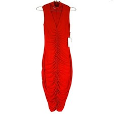 Bailey 44 Anthropologie Fairlead Chocker Knit Dress Sz XS Red Stretch Bodycon 