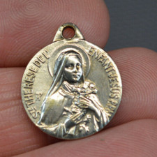 RELIGIÖSER SCHMUCK - ALTE MEDAILLE ANHÄNGER STE THERESE JESUSKINDER #65