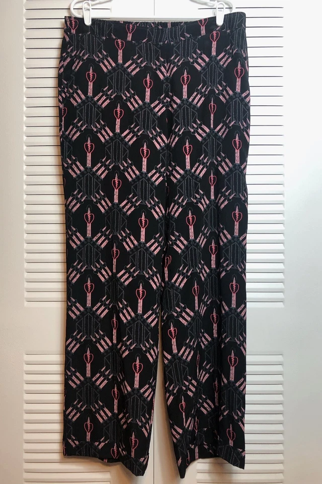 Pantalón de seda estampado VALENTINO Love Blade Talla XL NUEVO CON ETIQUETAS $1950