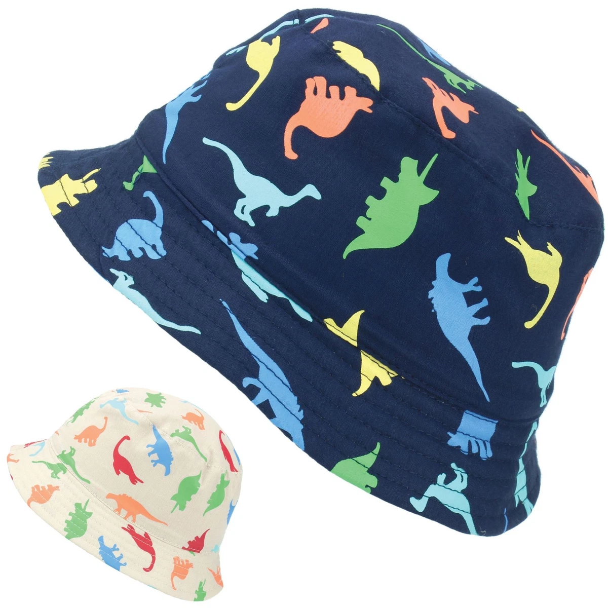 Bucket Hat Sun Childrens Boys Girls Baby Dinosaurs Dino Kids Cap