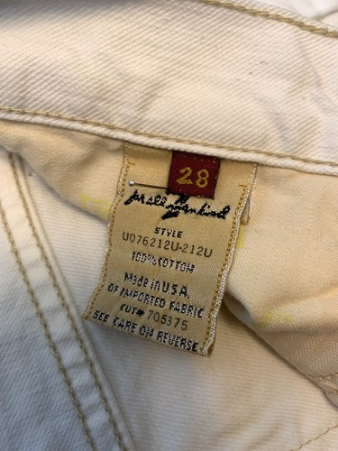 7 For All Mankind Jeans Womens 28 Low Rise Flare Distressed White USA Denim - Afbeelding 7 van 8