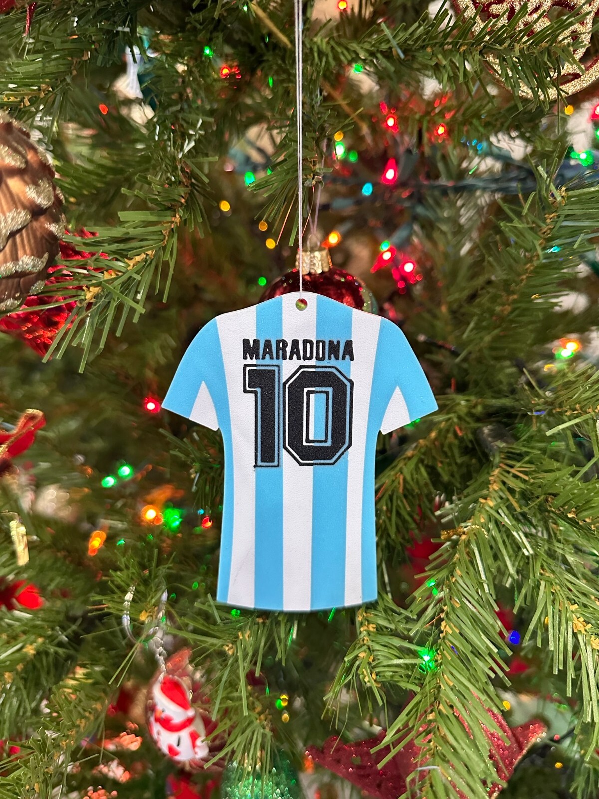 Argentina Diego Maradona #10 Christmas Ornament World Cup Jersey Ornament