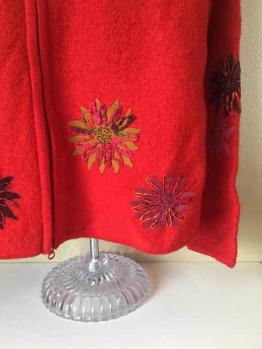 Vintage Y2K Susan Bristol Sweater Women’s Red Size Large 100 % Wool Flowers - Picture 3 of 9