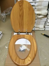 KOHLER K-4755-CP-WB Vintage ELONGATED toilet seat, CHROME Hinges, Golden Oak
