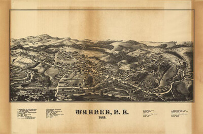 Panoramic Map of Warner New Hampshire 16x24