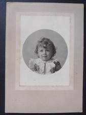 Cabinet Card Young Girl Curly Blonde Hair White Ruffles Photo 1890s