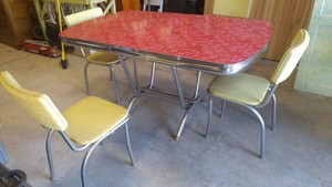 1950/60`s Red Formica/Chrome Mid-Century Kitchen Table ...