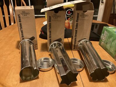 SET Of 3 Pampered Chef Valtrompia Bread Tubes, Flower Heart Star 1550 60 70