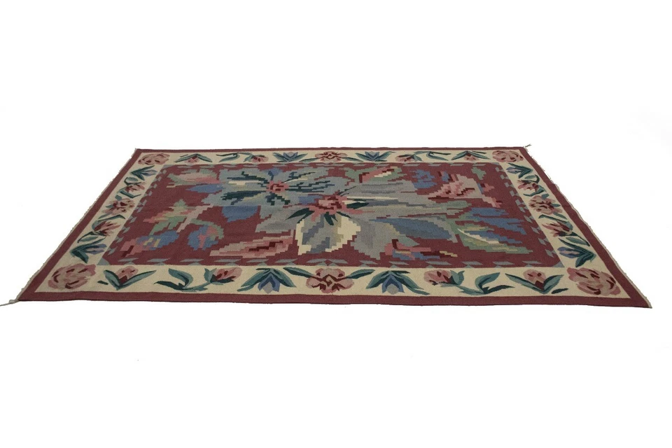 Alfombra de punta de aguja Dhurrie enganchada a mano de 6X9 pies decoración de alfombra oriental china floral Foto 4 de 4