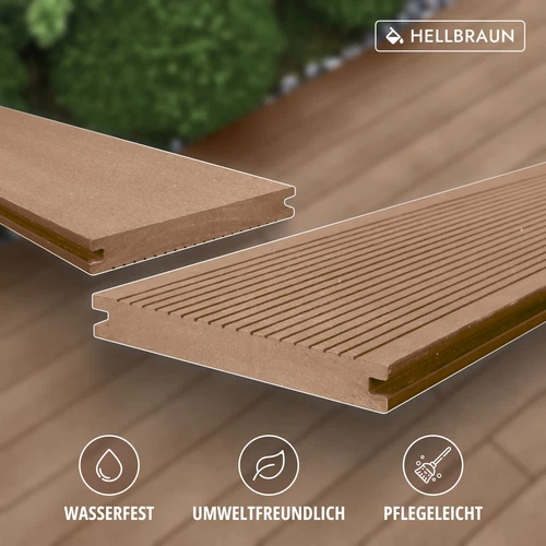 WPC Massiv Terrassendielen Premium Dielen 3m-5m, 5 Farben Komplettbausatz 6-90m² - Bild 29 von 43