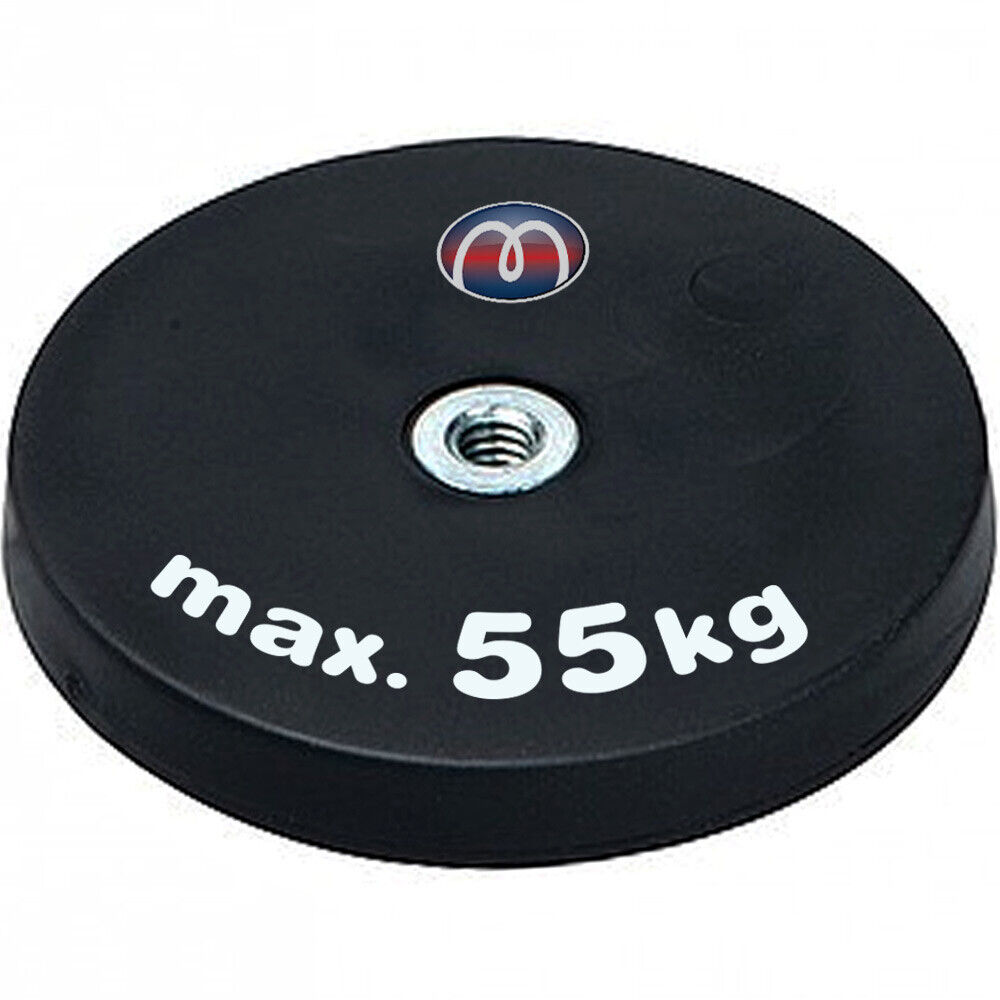 Magnet-System Neodym Ø 22mm - 88mm gummiert, Innengewinde M4-M6, hält 3kg - 55kg