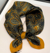 100  Silk 20  small Scarf Women neckerchief Wrap floral yellow