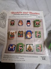 Studio 12 Christmas Needlepoint Ornaments Baskets and Baubles Kit 1983 D