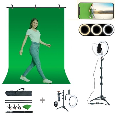 LINCO Photo T-Shape Backdrop Stand with 10'' Ring Light Stand Lighting Kit