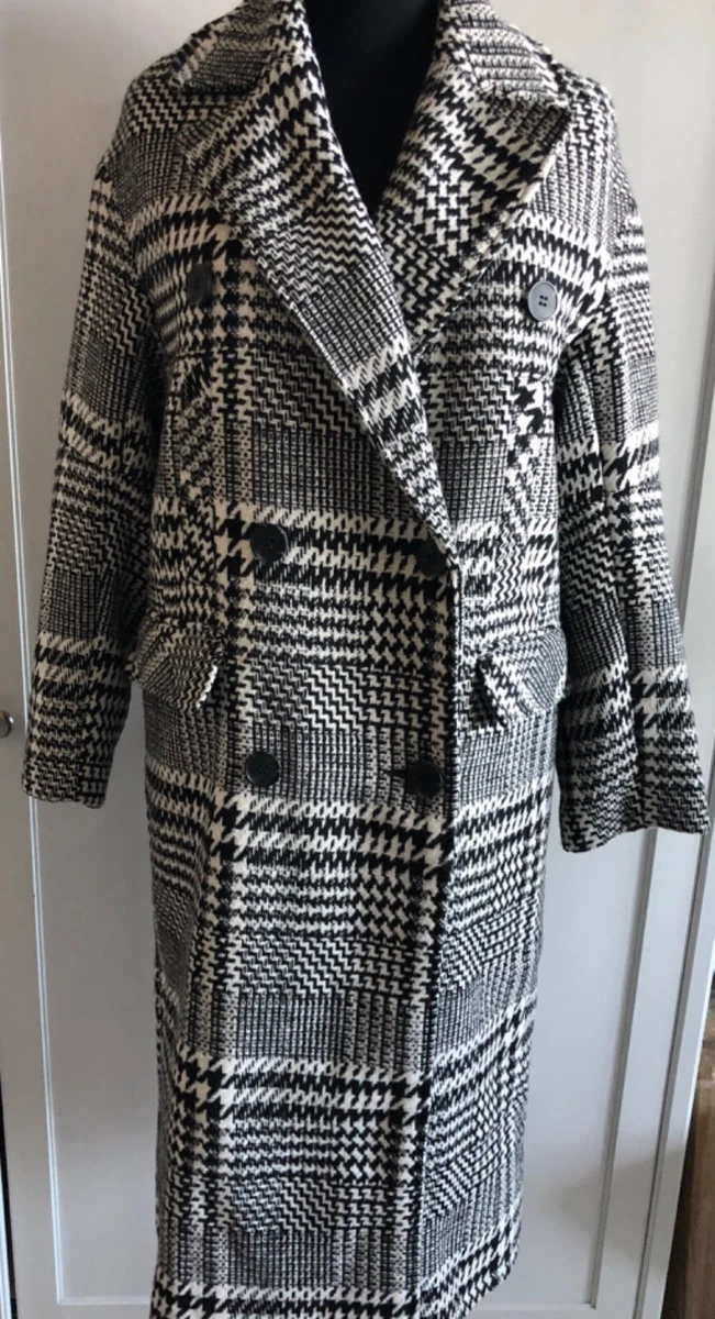 TOPSHOP KIM CHECK COAT Size 6 US NWT