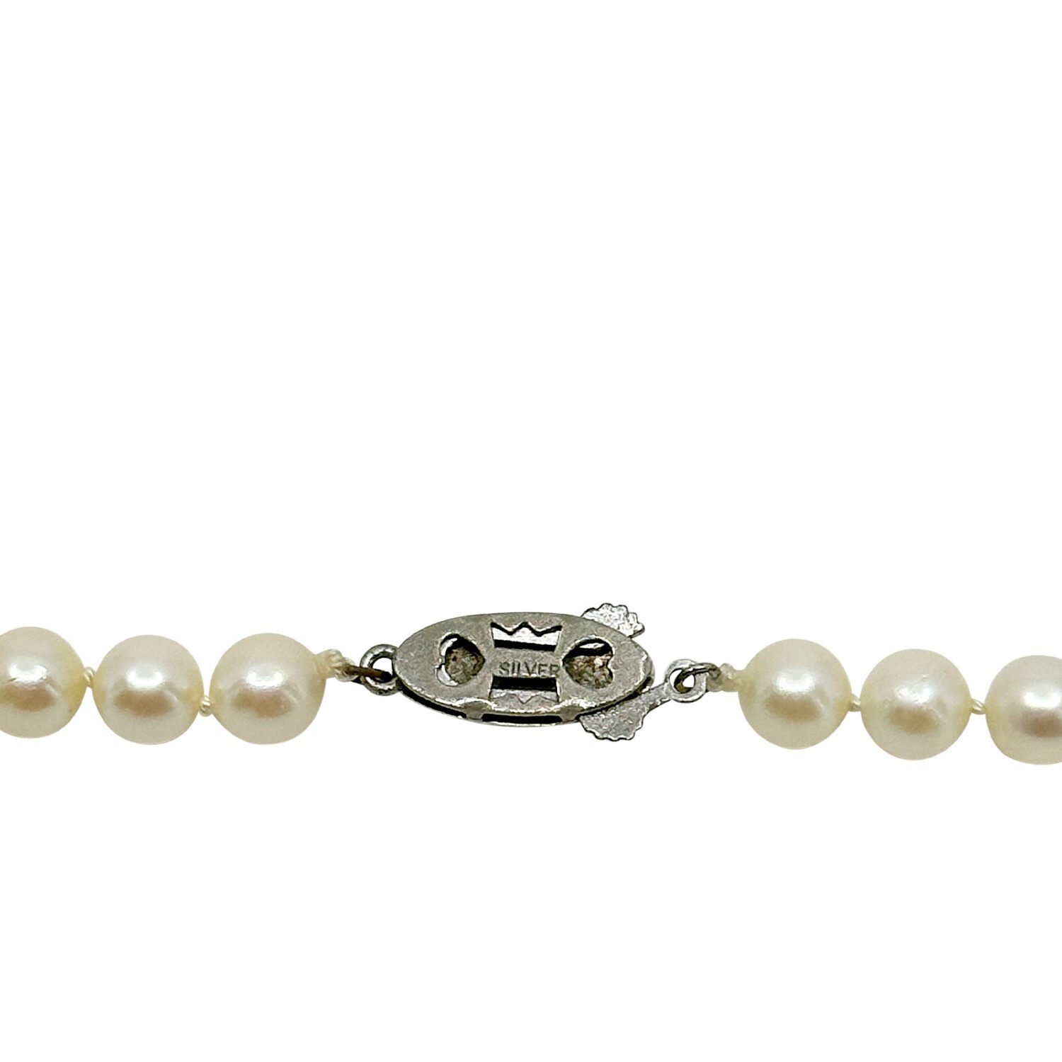 Vintage Choker Akoya Saltwater Cultured Pearl Necklace Sterling Silver Japan 16"