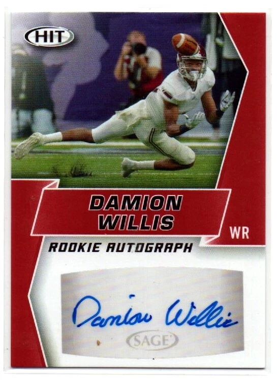 2019 Sage Hit Premier Draft Damion Willis #A82 Rookie Auto - Image 2 of 4