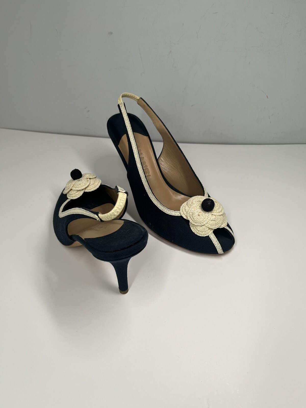 Authentic Chanel Interlocking CC Logo Slingback H… - image 3