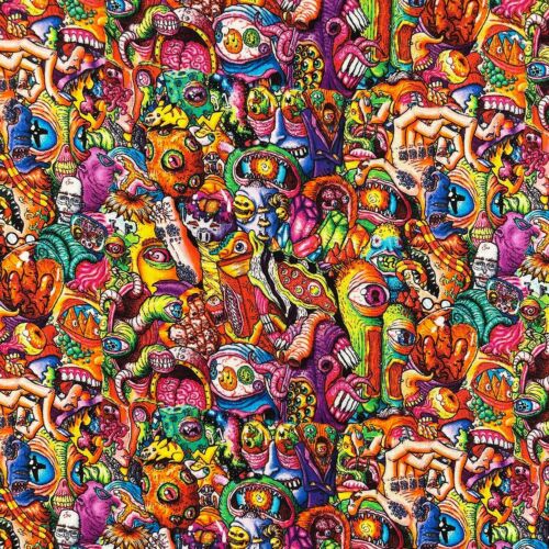 Trippy Terrors - 100% Craft Cotton Fabric - Digital Print - 140cm 54" Wide - Picture 1 of 3