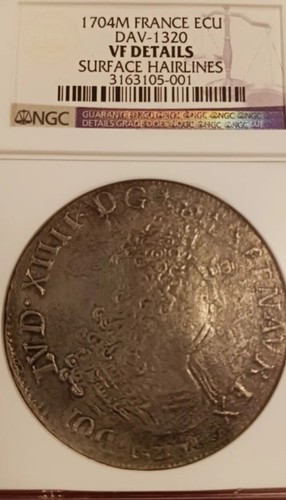 1704-1709 France ECU DAV 1320 NGC VF DETAILS SURFACE HAIRLINES. OVERSTRUCK. - Picture 6 of 13