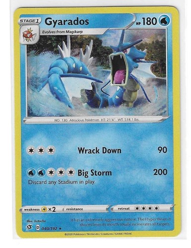 2020 Pokemon Sword & Shield - Rebel Clash Reverse Foil Gyarados #040