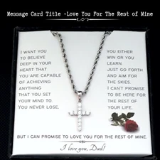 Gift From Dad luxurious Sterling Silver Cross Pendant Necklace - Message