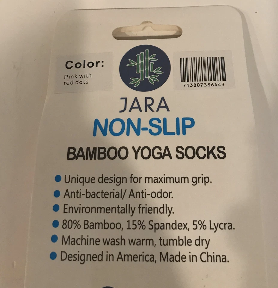 Розовый Jara бамбука йога носки полный носок нескользящий, не показать, S-M управления/баланс 2-pk - Изображение 3 из 4