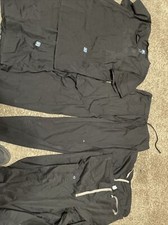 Adar Black Scrubs Set V-Neck Scrub 2 Tops  Cargo Scrub Pants Sz Large  2 Pants