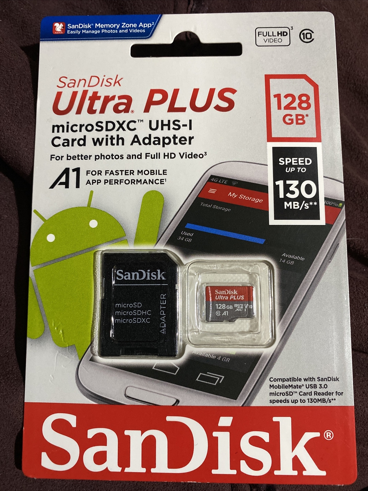 Sandisk 128GB UltraPLUS MicroSDXC UHS-I Card with Adapter 619659176938  619659176938 | eBay