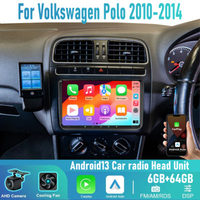 6-64GB Apple CarPlay Android auto head unit Car radio For Volkswagen Polo 10-14