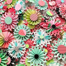 20 Handmade Paper Rosettes Embellishments - Perfect For Scrapbook Crafting Cards
