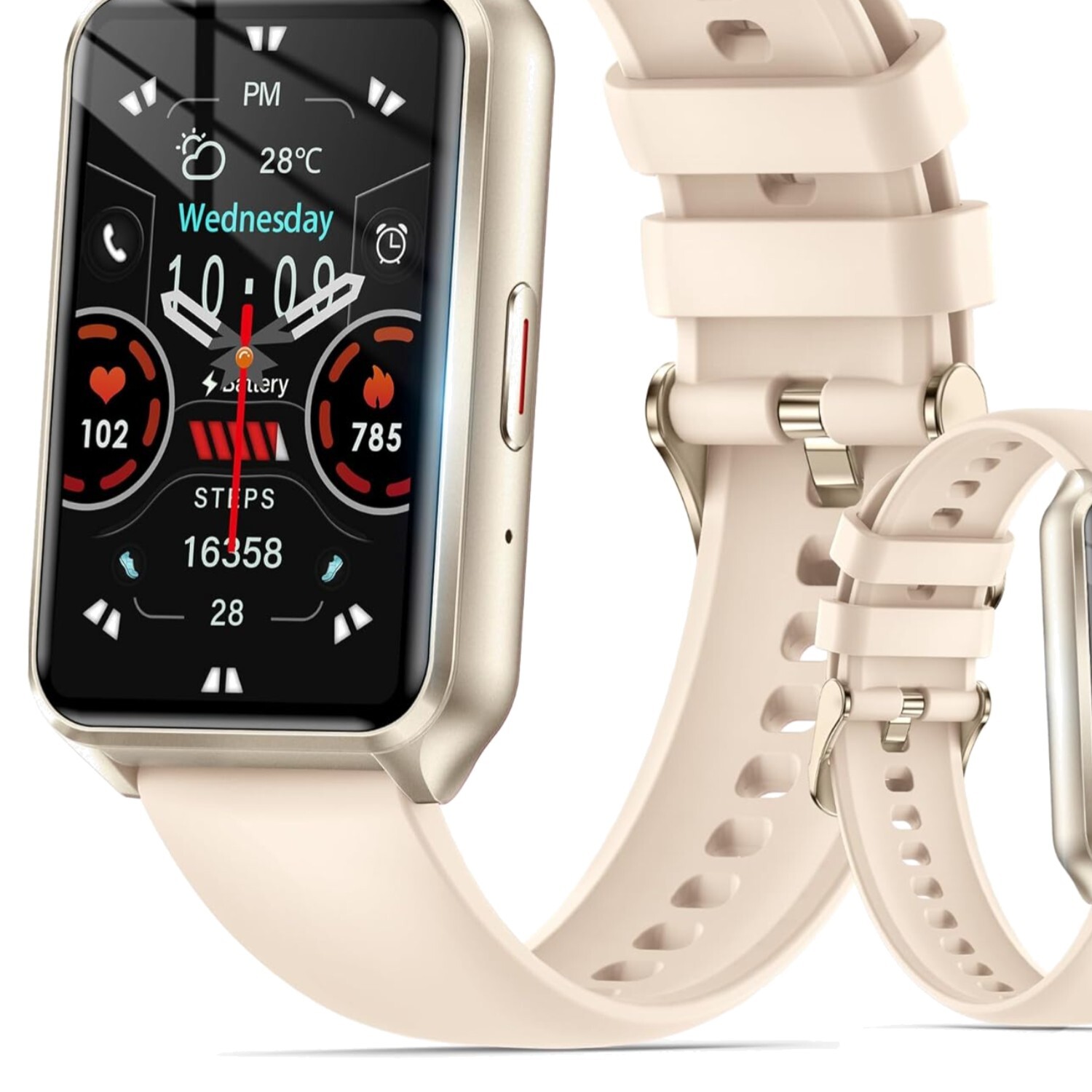 IP68 Waterproof Gold Smartwatch with Bluetooth Calling Fitness Tracker 1.57 Inch Display