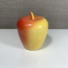Vintage Hazel Atlas Apple Jam Jelly Jar Container, Painted Milk Glass