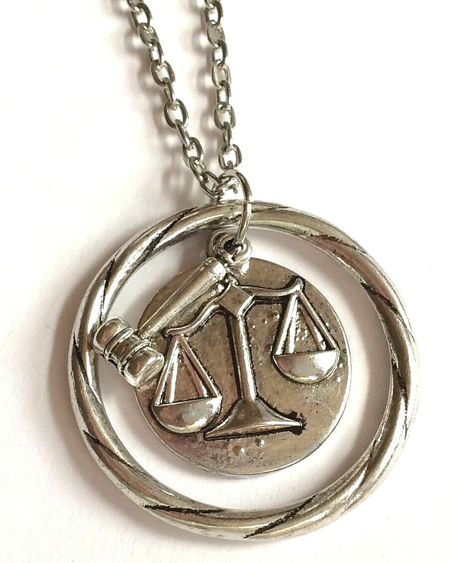 Silver Law Necklace Gavel Scales Lawyer Attorney Gift Paralegal 20