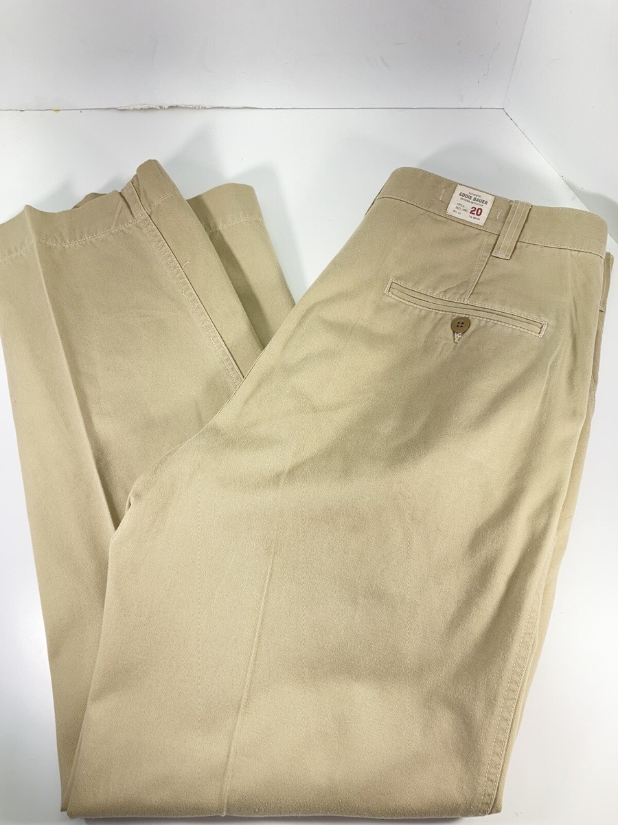 Eddie Bauer Khakis Pants Men Size 36X32 Beige Pleated Relaxed Fit Straight  Leg