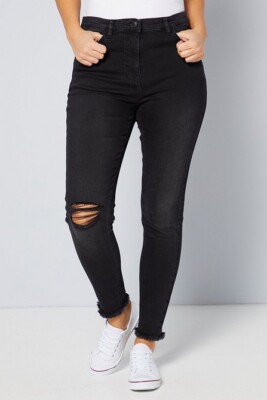 Studio Damenjeans gekauter Saum schwarze Waschung Größe UK16 neu kostenloser Versand 