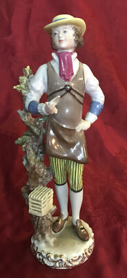 Herend Porcelain Figurine #15791  The Bird Seller'' Large 10.25  Man Bird & Cage