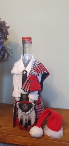 Wine,Whiskey,Kilt,bottle cover, tartan,Christmas decor,gift bag,wedding idea - Picture 6 of 7