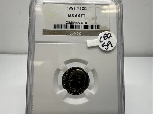1981 P NGC MS66 FT Full Torch Roosevelt Dime Free Shipping CB2-59