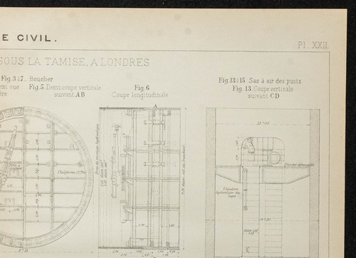 1908 - Plan de construction du Tunnel de Rotherhithe sous la Tamise à Londres - Foto 3 di 5