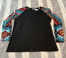 Rowdy Crowd Clothing Southwestern Sleeves Women SZ 3XL Aztec Cowgirl
