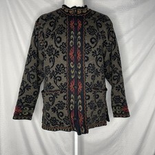 Vtg ICELANDIC DESIGN Wool Blend Cardigan S Fair Isle Button