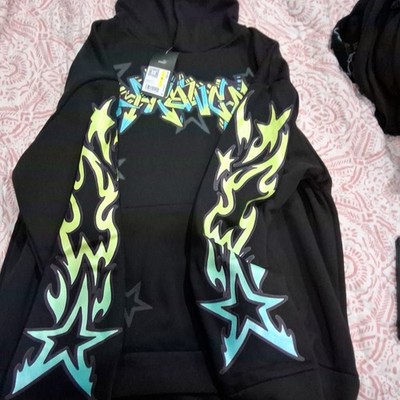PUMA Men's Black Graphic Stars Pullover Hoodie w/ Pockets Size M