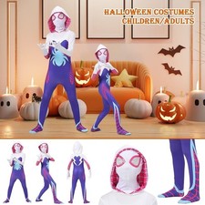 2026 Kinder M&auml;dchen Ghost Spider Stacy Gwen Cosplay Kost&uuml;m Jumpsuit Fancy Kleid